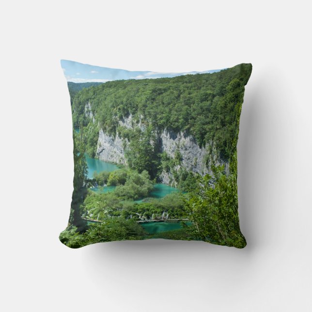 Travel Photography Croatia Lake Mountain Landscape Cushion (Front)