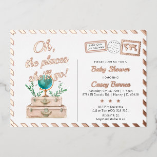 Travel Places She'll Go Baby Girl Shower Rose Gold