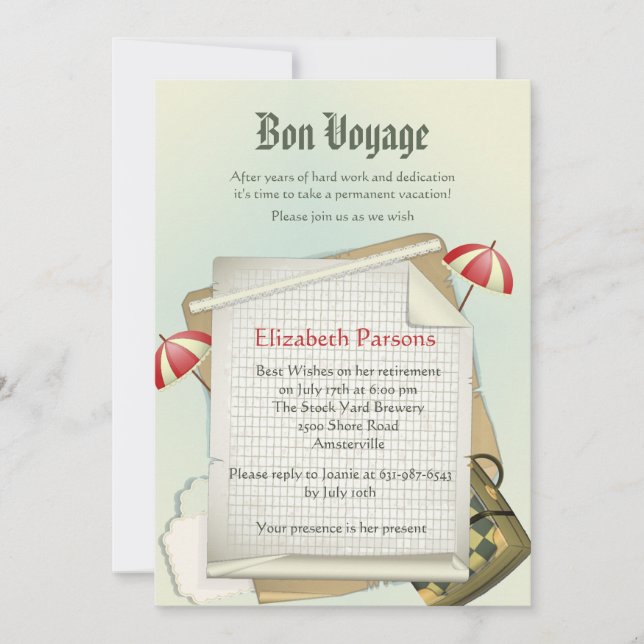 Travel Plans Retirement Party Invitation (Front)