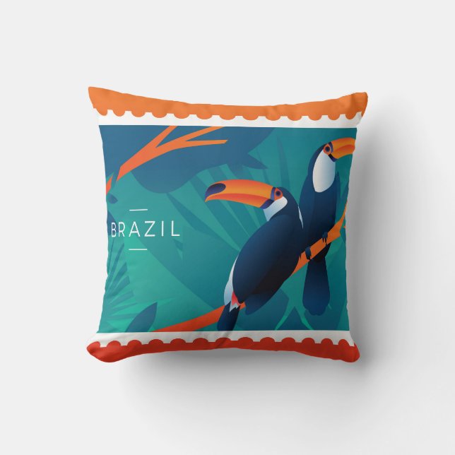 Travel postage stamps cushion (Front)