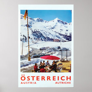 Travel poster Austria Ski Winter sports Alm Print