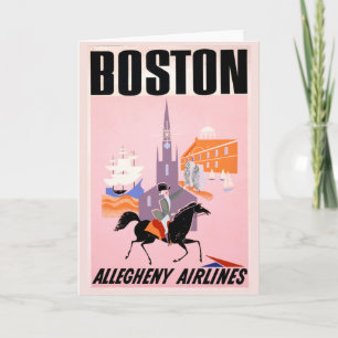 Travel Poster For Allegheny Airlines To Boston Card