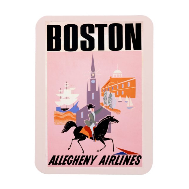 Travel Poster For Allegheny Airlines To Boston Magnet (Vertical)