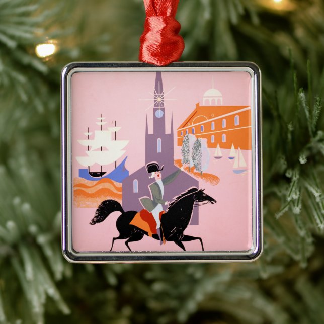 Travel Poster For Allegheny Airlines To Boston Metal Tree Decoration (Tree)