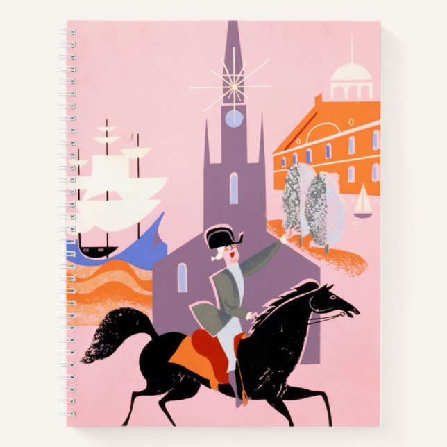 Travel Poster For Allegheny Airlines To Boston Notebook (Front)