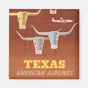 Travel Poster For American Airlines To Texas Magnet
