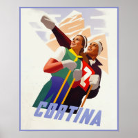 Travel Poster for Cortina d'Ampezzo, Italy.