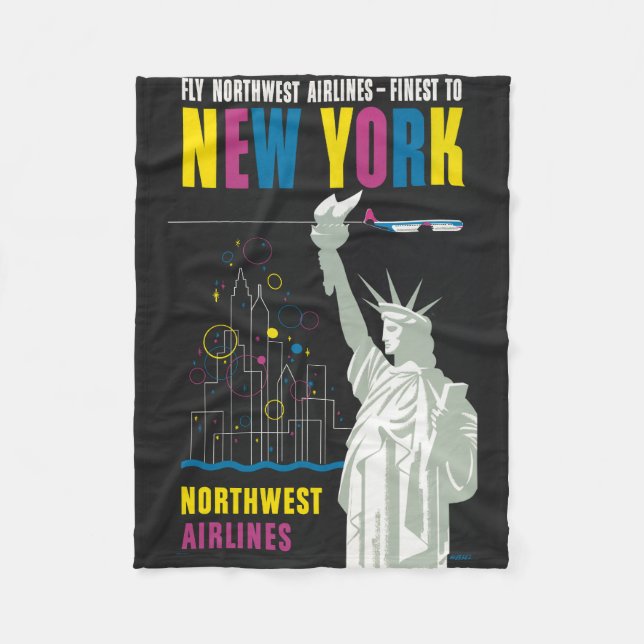 Travel Poster For Flying Northwest Airlines Fleece Blanket (Front)