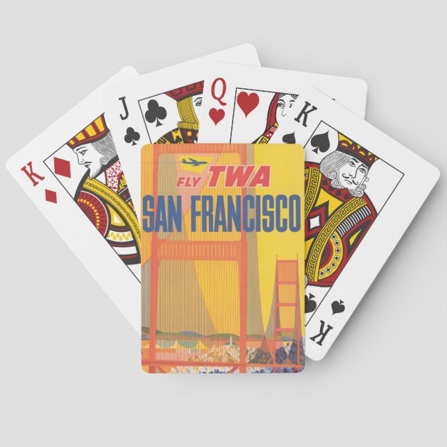 Travel Poster For Flying Twa To San Francisco Playing Cards (Back)