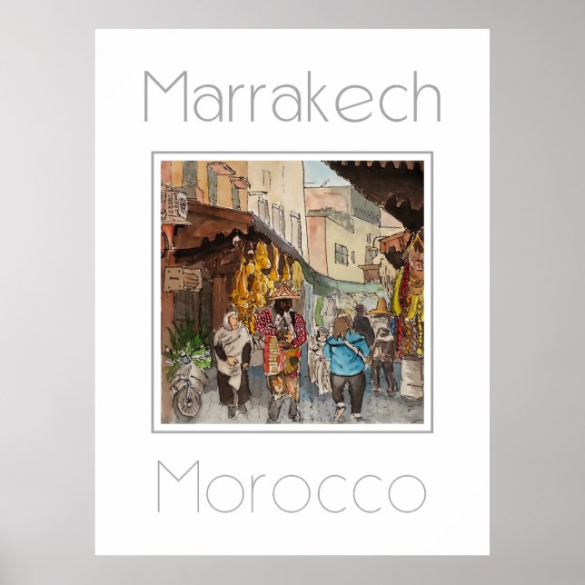 Travel poster for Marrakech Morocco (Front)