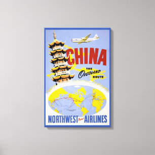 Travel Poster For Northwest Orient Airlines Canvas Print