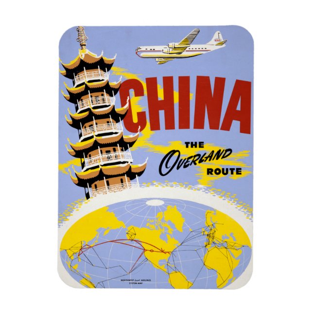 Travel Poster For Northwest Orient Airlines Magnet (Vertical)