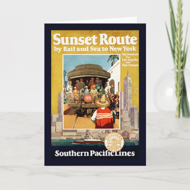Travel Poster For The Sunset Route By Rail And Sea Card (Front)