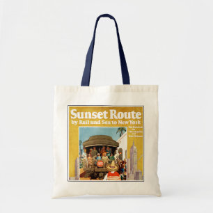 Travel Poster For The Sunset Route By Rail And Sea Tote Bag