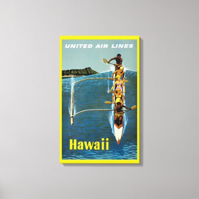 Travel Poster For United Air Lines To Hawaii Canvas Print (Front)