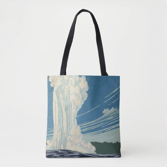 Travel Poster For Yellowstone National Park Tote Bag (Front)
