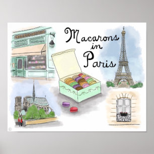 Travel Poster: Macarons in Paris France Poster