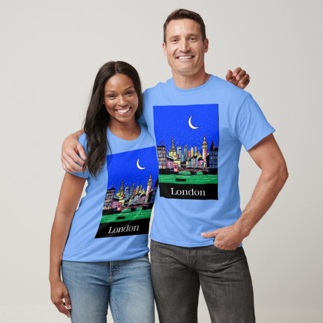 Travel Poster of London under the Night Sky T-Shirt (Unisex)