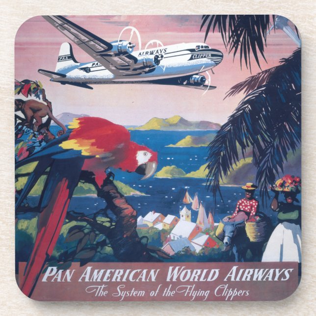 Travel Poster Of Seaplane Flying Over Caribbean Coaster (Front)