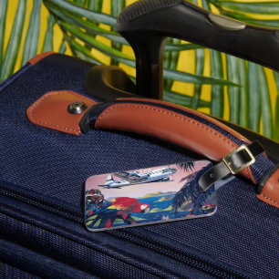 Travel Poster Of Seaplane Flying Over Caribbean Luggage Tag