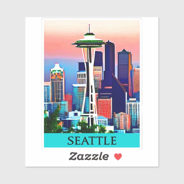 Travel Poster of Seattle under a Dawn Sky (Sheet)