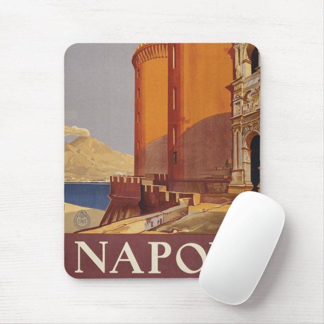 Travel Poster Of Vesuvius And The Bay Of Naples Mouse Pad (With Mouse)