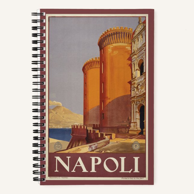 Travel Poster Of Vesuvius And The Bay Of Naples Notebook (Front)