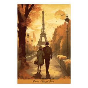 Travel Poster, Romance in Paris customisable Photo Print