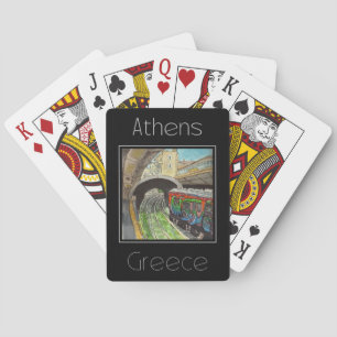 Travel poster water colour of Athens Greece Playing Cards