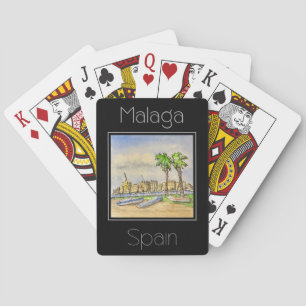 Travel poster water colour of Malaga Spain Playing Cards