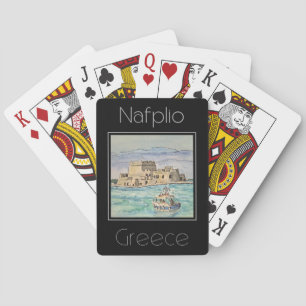 Travel poster water colour of Nafplio Greece Playing Cards