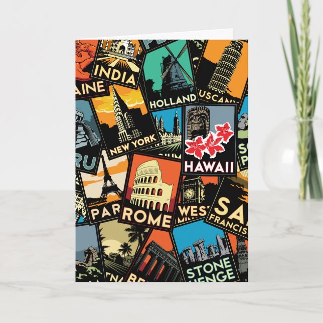 Travel posters retro vintage europe asia usa card (Front)