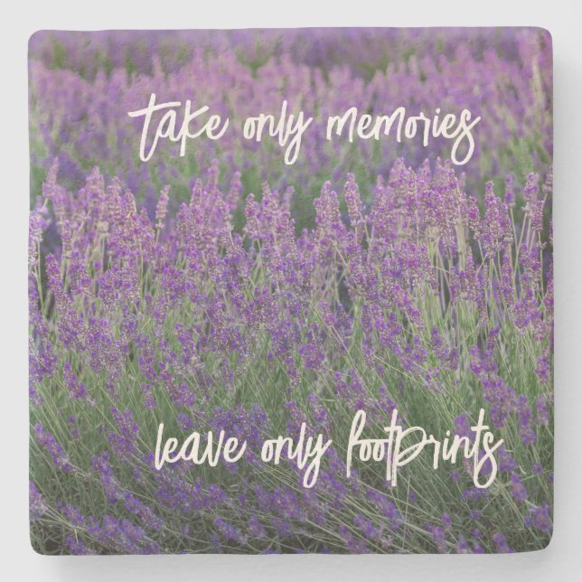 Travel Quote Decor with Lavender Photo  Stone Coaster (Front)