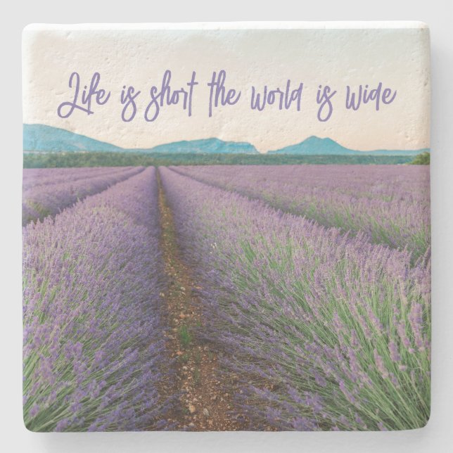 Travel Quote Home Decor on Lavender Photo  Stone Coaster (Front)