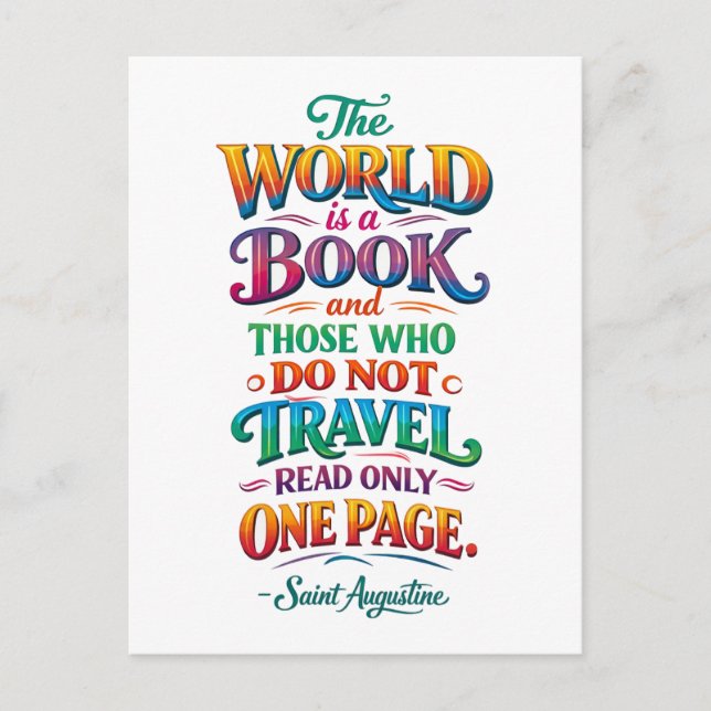 Travel Quote: The World Is a Book Postcard (Front)
