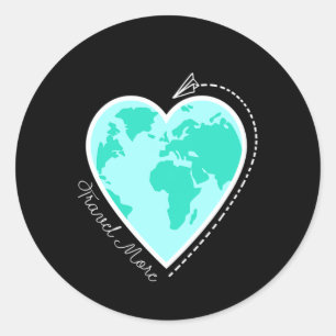 Travel Quote Travel More World Map Adventure Vacat Classic Round Sticker