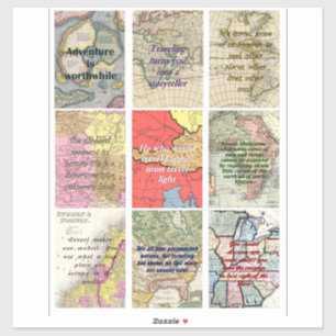 travel quotes antique world maps Collage art