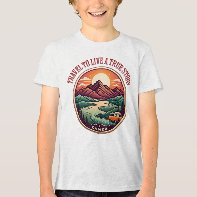 Travel Real Story Tee — No Fake Journeys Badge (Front)
