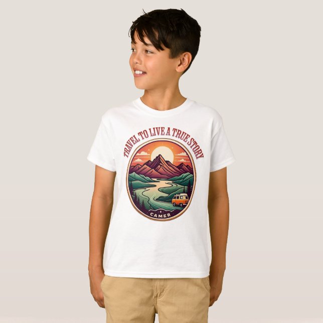Travel Real Story Tee — No Fake Journeys Badge (Front Full)