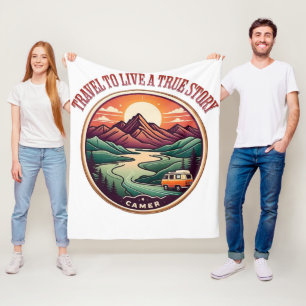 Travel Real Story Tee — No Fake Journeys Badge Fleece Blanket