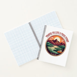 Travel Real Story Tee — No Fake Journeys Badge Notebook
