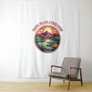 Travel Real Story Tee — No Fake Journeys Badge Tapestry