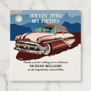 Travel Retro Classic Car Theme 50th Birthday Favour Tags
