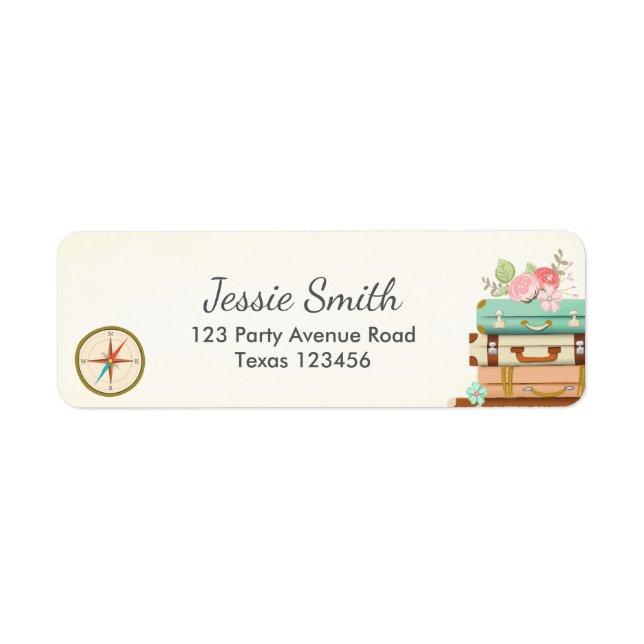 Travel Return Address Labels Adventure Floral (Front)