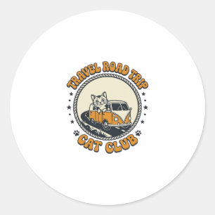 Travel Road Trip Cat Pet Lover Shirt Art - Travel  Classic Round Sticker