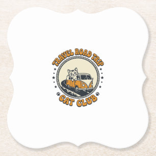 Travel Road Trip Cat Pet Lover Shirt Art - Travel  Paper Coaster