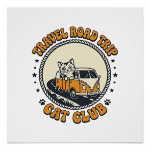 Travel Road Trip Cat Pet Lover Shirt Art - Travel Poster