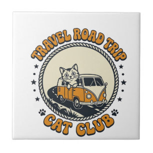 Travel Road Trip Cat Pet Lover Shirt Art - Travel Tile