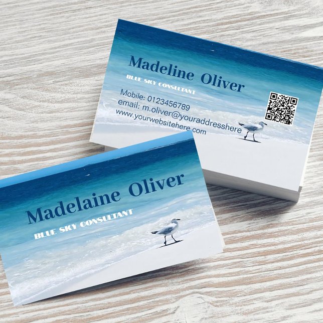  Travel Sea Ocean Beach Blue Modern Business Card (Creator Uploaded)