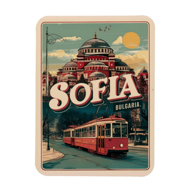 Travel Sofia, bulgaria vintage gifts and souvenirs Magnet (Vertical)